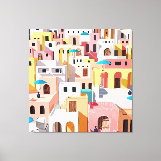 Pastel Cityscape Canvas Print (Front)