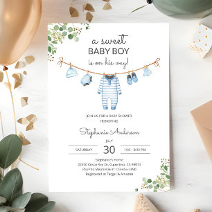 Pastel Clothesline Baby Shower Invitation