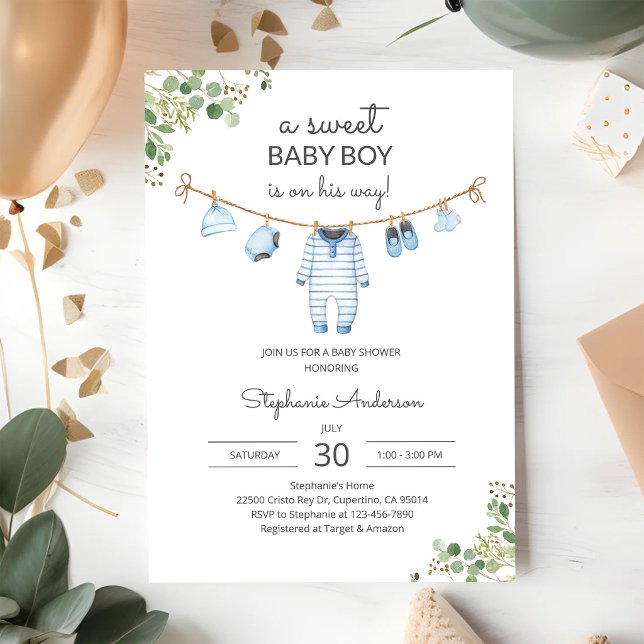 Pastel Clothesline Baby Shower Invitation (Creator Uploaded)