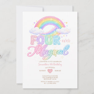 Pastel Cloud Magical Rainbow 4th birthday  Invitation