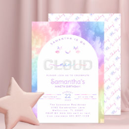 Pastel Cloud Nine 9th Birthday Invitation for Girl