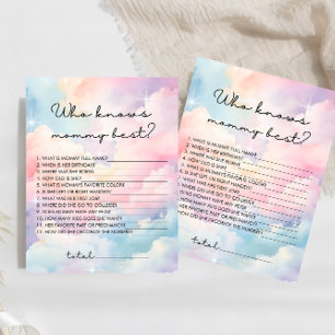 Pastel Cloud Who Knows Mummy Best Baby Shower Game