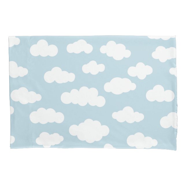 Pastel Clouds Aesthetic Baby Blue And White  Pillowcase (Front)