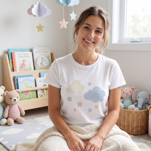 Pastel Clouds and Stars Baby Shower T-Shirt
