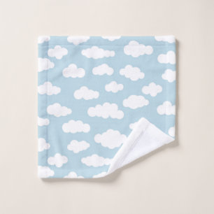 Pastel Clouds Asthetic Baby Blue And White Wash Cloth
