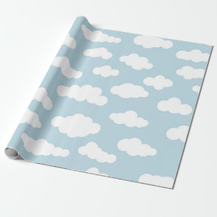 Pastel Clouds Asthetic Baby Blue And White   Wrapping Paper