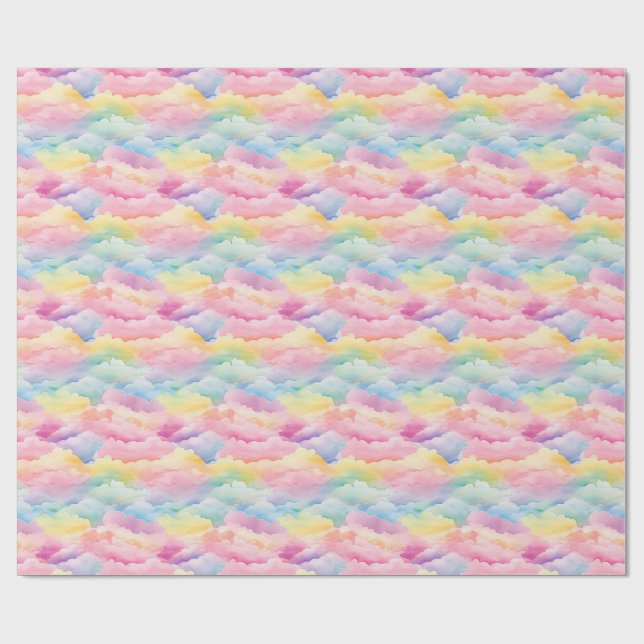 Pastel Clouds in Watercolor Wrapping Paper (Flat)