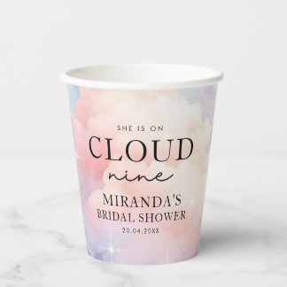 Pastel Clouds She's On Cloud Nine Bridal Shower Paper Cups