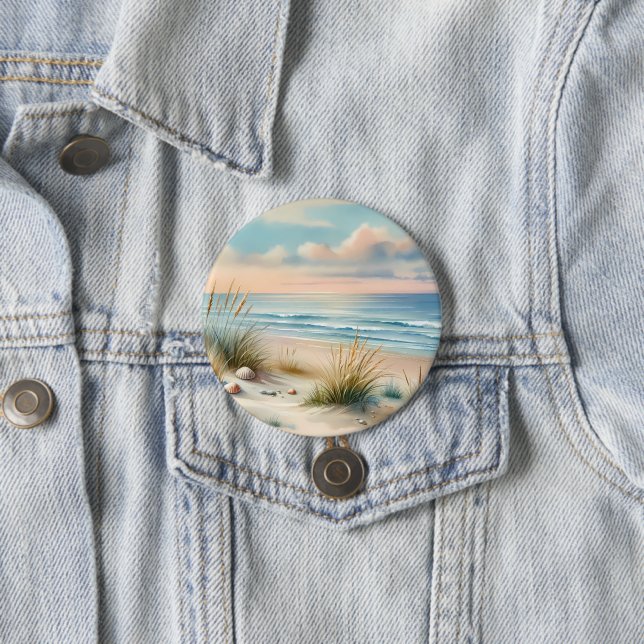Pastel Coastal Dunes Watercolor 7.5 Cm Round Badge (In Situ)