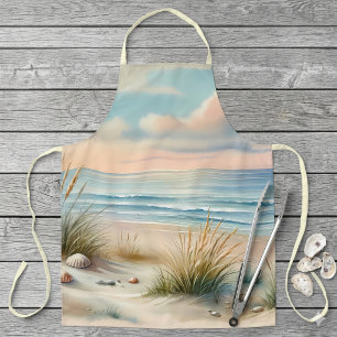 Pastel Coastal Dunes Watercolor Apron
