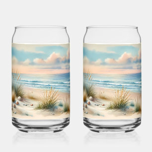 Pastel Coastal Dunes Watercolor Can Glass