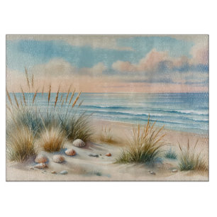 Pastel Coastal Dunes Watercolor Cutting Board