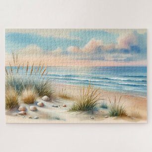Pastel Coastal Dunes Watercolor Jigsaw Puzzle