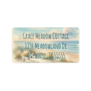 Pastel Coastal Dunes Watercolor Label