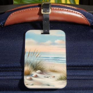 Pastel Coastal Dunes Watercolor Luggage Tag