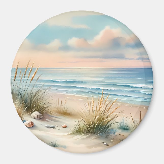 Pastel Coastal Dunes Watercolor Magnet (Front)