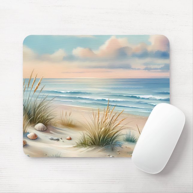 Pastel Coastal Dunes Watercolor Mouse Pad (With Mouse)