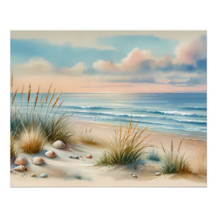 Pastel Coastal Dunes Watercolor Poster