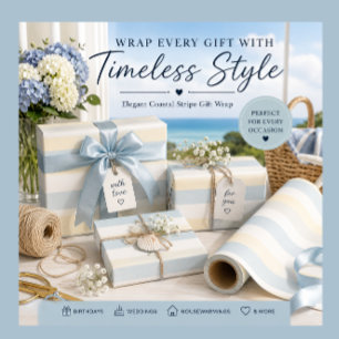 Pastel Coastal Stripe Boutique Gift Wrap