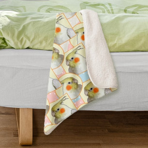 Pastel Cockatiel Pet Bird Yellow Pink Blue Kids' Sherpa Blanket