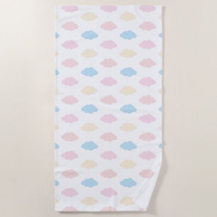 Pastel Color Clouds Pink Blue Yellow Modern. Beach Towel