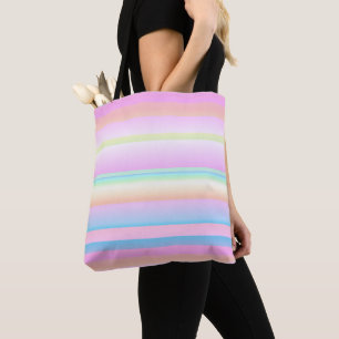 Pastel color creative striped design tote bag