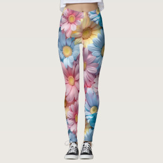 pastel color flowers yoga gym Leggings