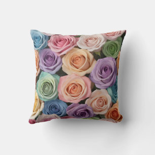 Pastel color roses cushion