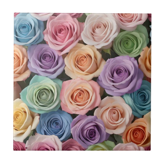 Pastel color roses tile (Front)