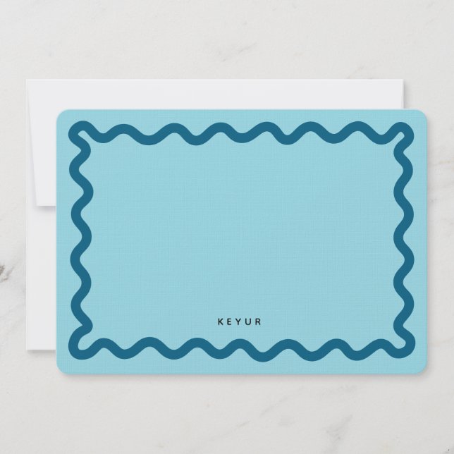 Pastel Color Wavy Simple Stationery Note Card (Front)