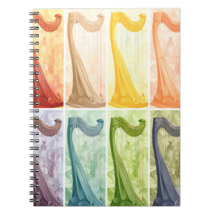 PASTEL COLORED IRISH CELTIC HARPS NOTEBOOK