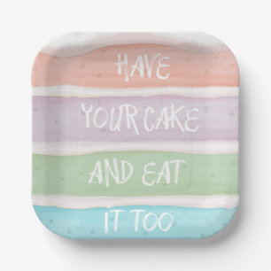 Pastel Colored Layer Cake Design Paper Plate