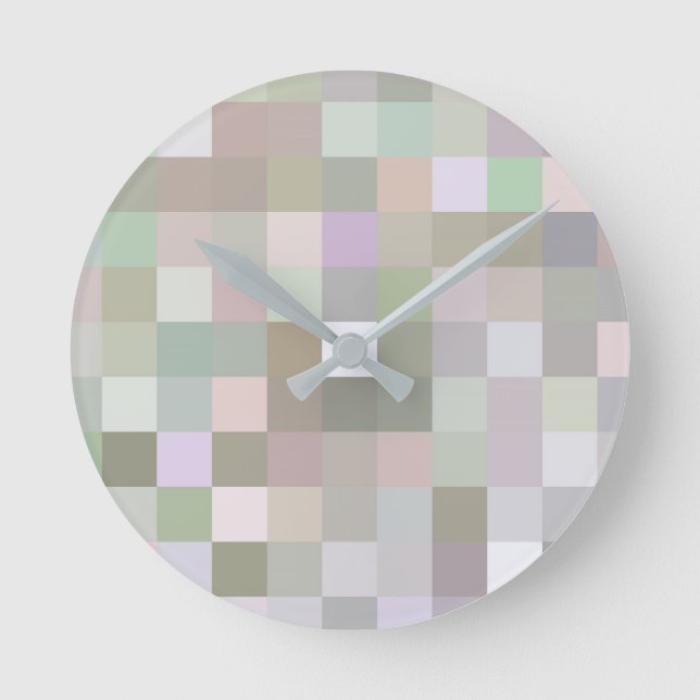 Pastel Colored Squares Round Clock (Front)