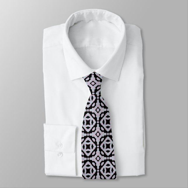 Pastel Colored Squiggly Discs Symmetrical Pattern Tie (Tied)