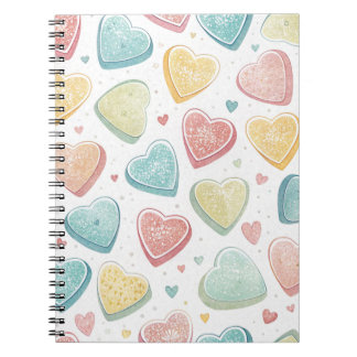 PASTEL COLORED VALENTINE CONVERSATION HEARTS NOTEBOOK