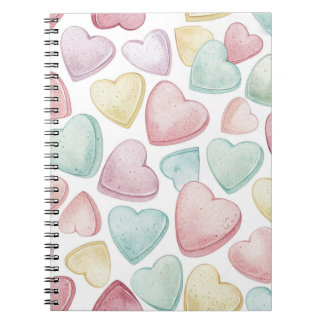 PASTEL COLORED VALENTINE CONVERSATION HEARTS NOTEBOOK