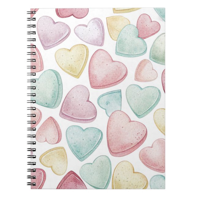 PASTEL COLORED VALENTINE CONVERSATION HEARTS NOTEBOOK (Front)