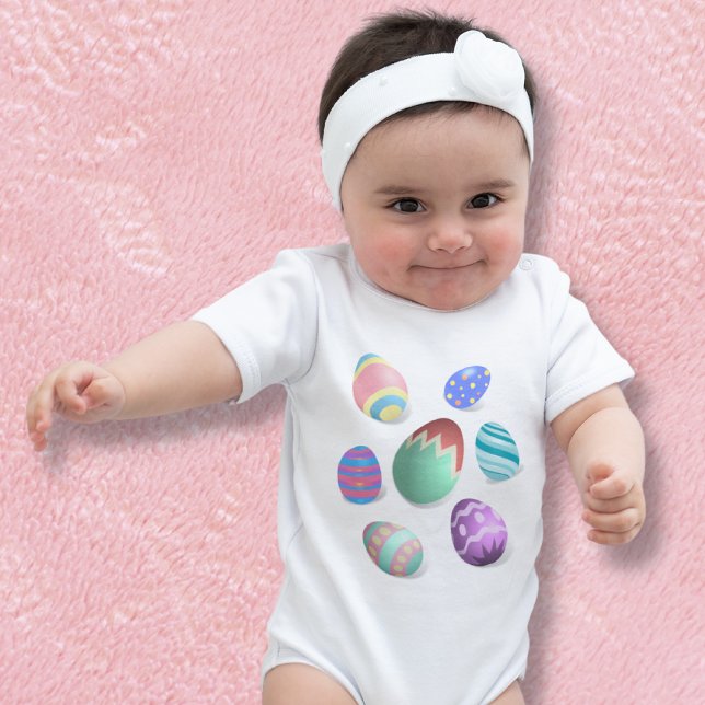 Pastel Colorful Easter Eggs Cute Spring Colors Baby Bodysuit (Creator Uploaded)