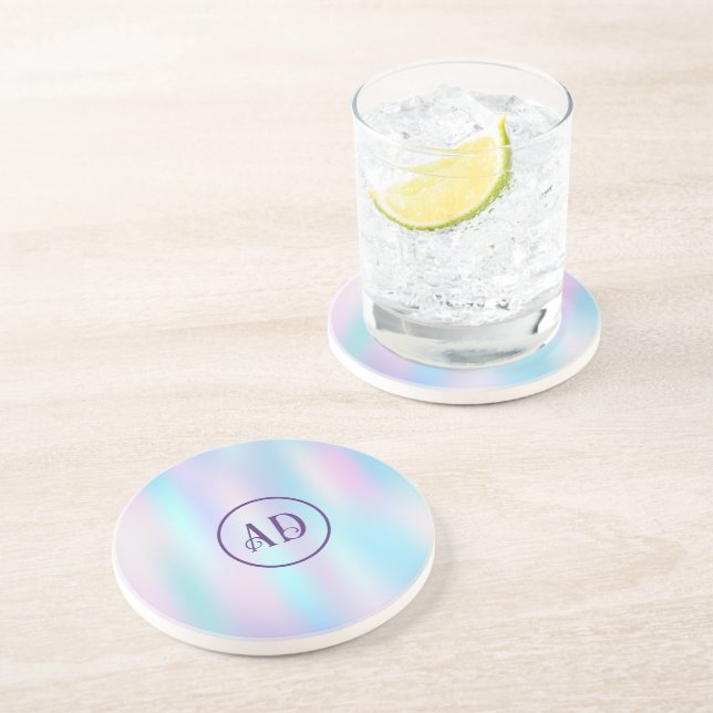 Pastel Colors Abstract Iridescent Background Coaster (Side)