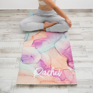 Pastel Colors Alcohol Ink Abstract Pattern Yoga Mat