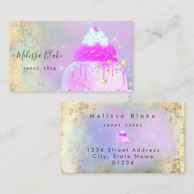 pastel colors cake logo business card (Front/Back)
