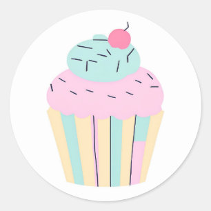 Pastel Colors Cupcake Bakery Round Sticker 