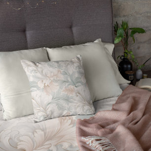 Pastel colors delicate ornamental floral motifs cushion