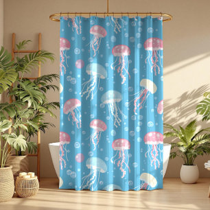Pastel colors jelly fish pattern shower curtain