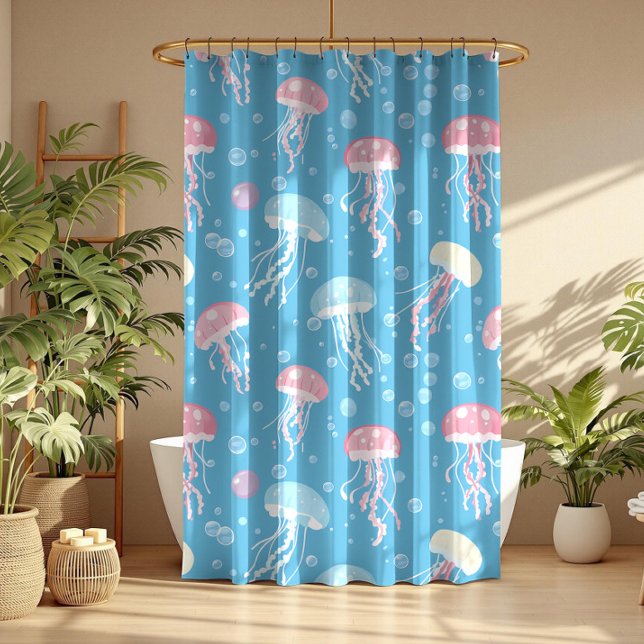 Pastel colors jelly fish pattern shower curtain (Creator Uploaded)