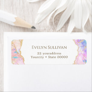Pastel colors opal return address label