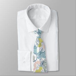 Pastel colors Palm leaves and organic shapes Tie