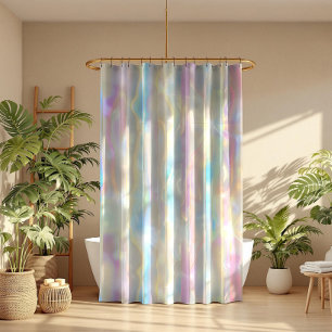 Pastel colors shimmering iridescent stripes patter shower curtain