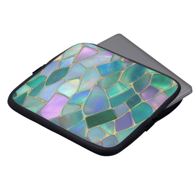 Pastel colors stained glass mosaic pattern laptop sleeve (Front Top)