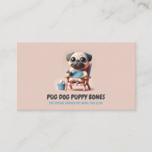 Pastel Colour 3D Pug Pet Sitter Dog Hotel Business Card